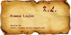 Komsa Lajos névjegykártya